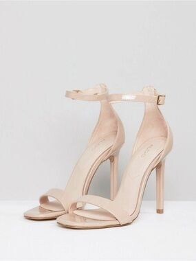 ALDO Derolila High Ankle Strap Stiletto Heels In Bone size US 10 EU 41